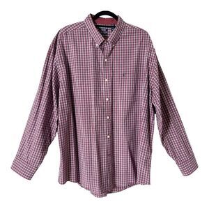Izod Men’s Long Sleeve Red Blue White Plaid Button Down Shirt Size XXL